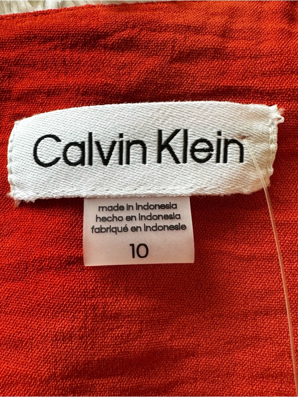 Calvin Klein Orange Sleeveless V-Neck Wide-Leg Jumpsuit Waist Tie Size: 10 NWT - Picture 11 of 14
